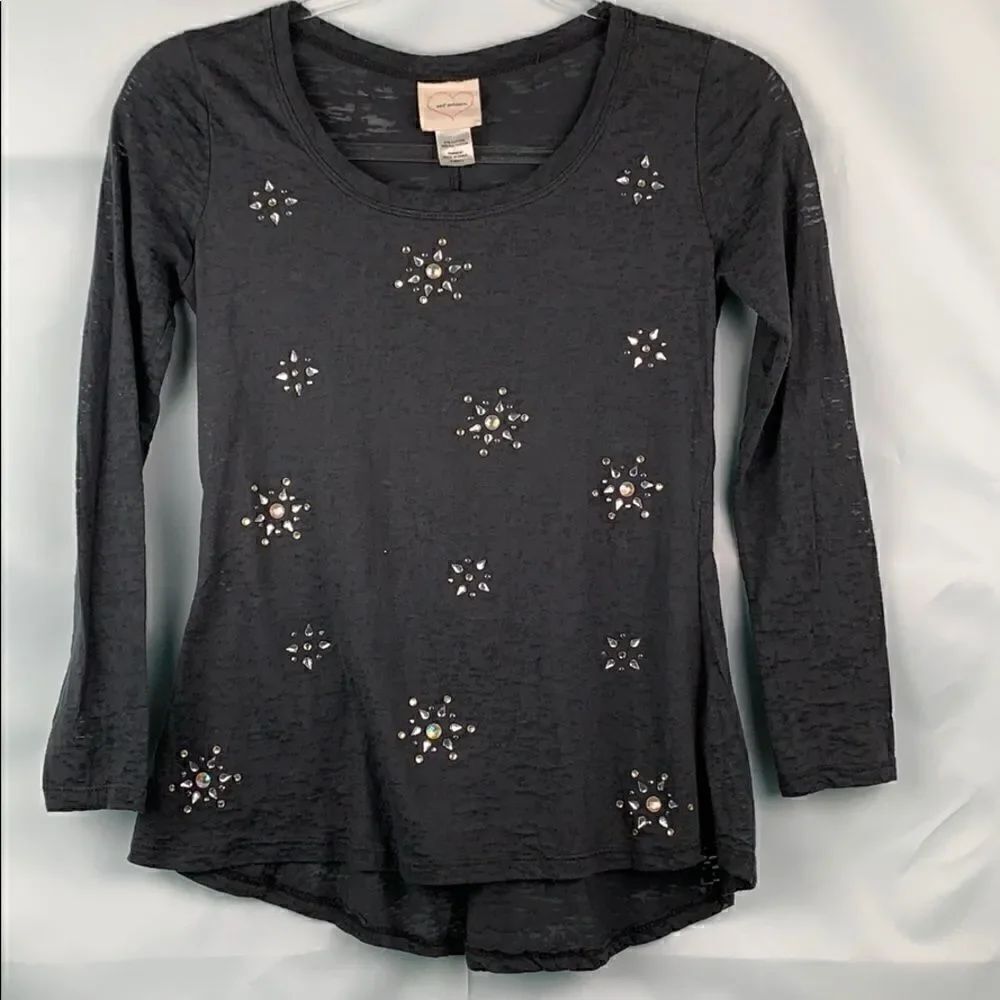 Self esteem long sleeve grey embellished top